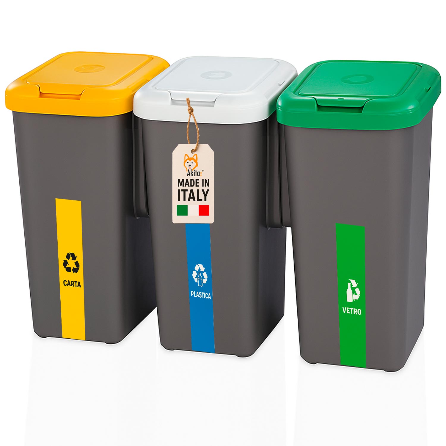 Pattumiera differenziata 3 scomparti 75l akirock