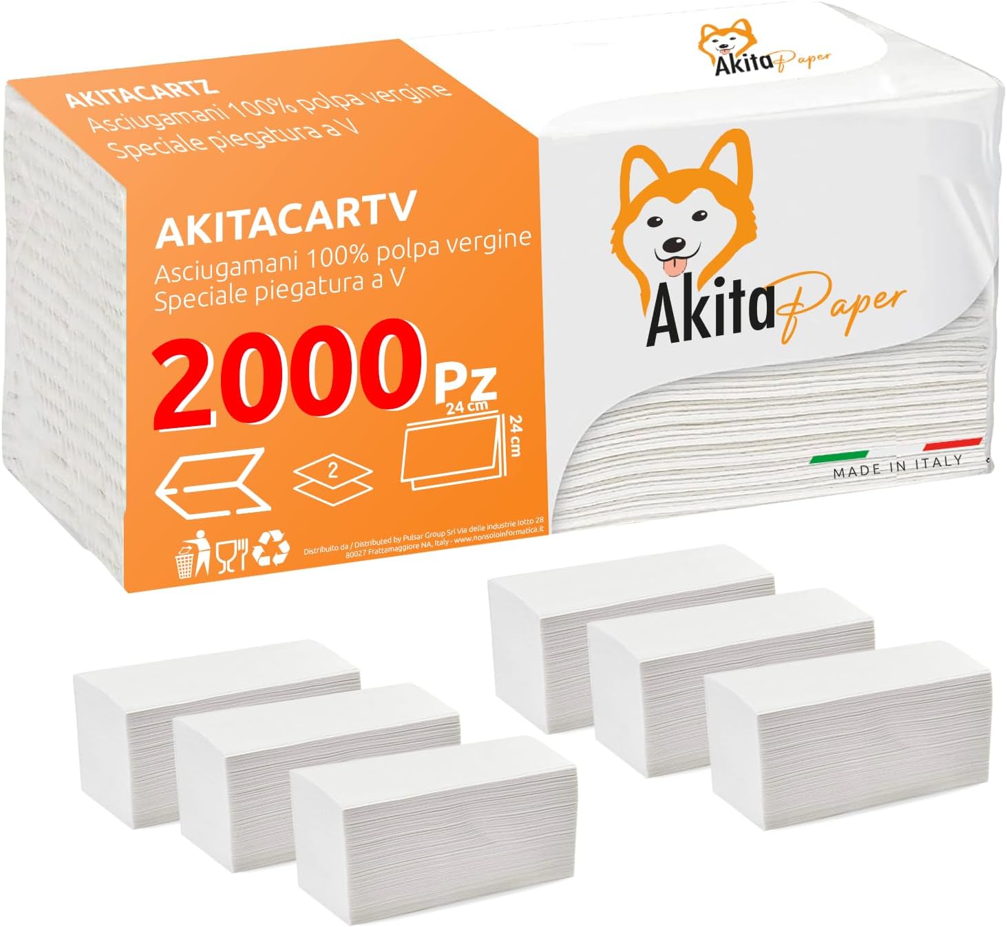 2000 Asciugamani Carta Piegati a C o V - 10 Confezioni AkitaINK foto 2