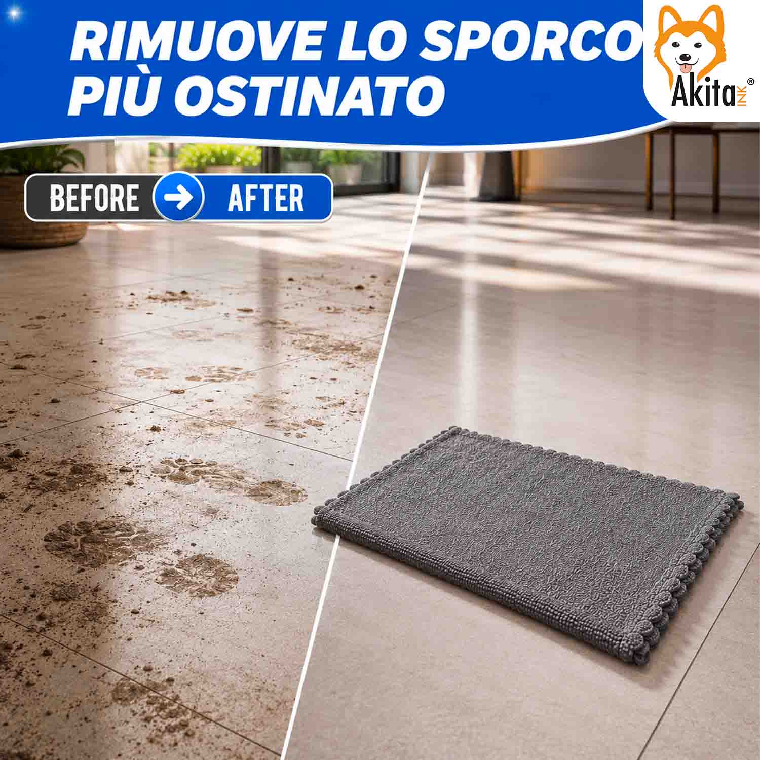Akitaink 3 Panni Pavimenti Microfibra Basic 50x70 cm foto 4