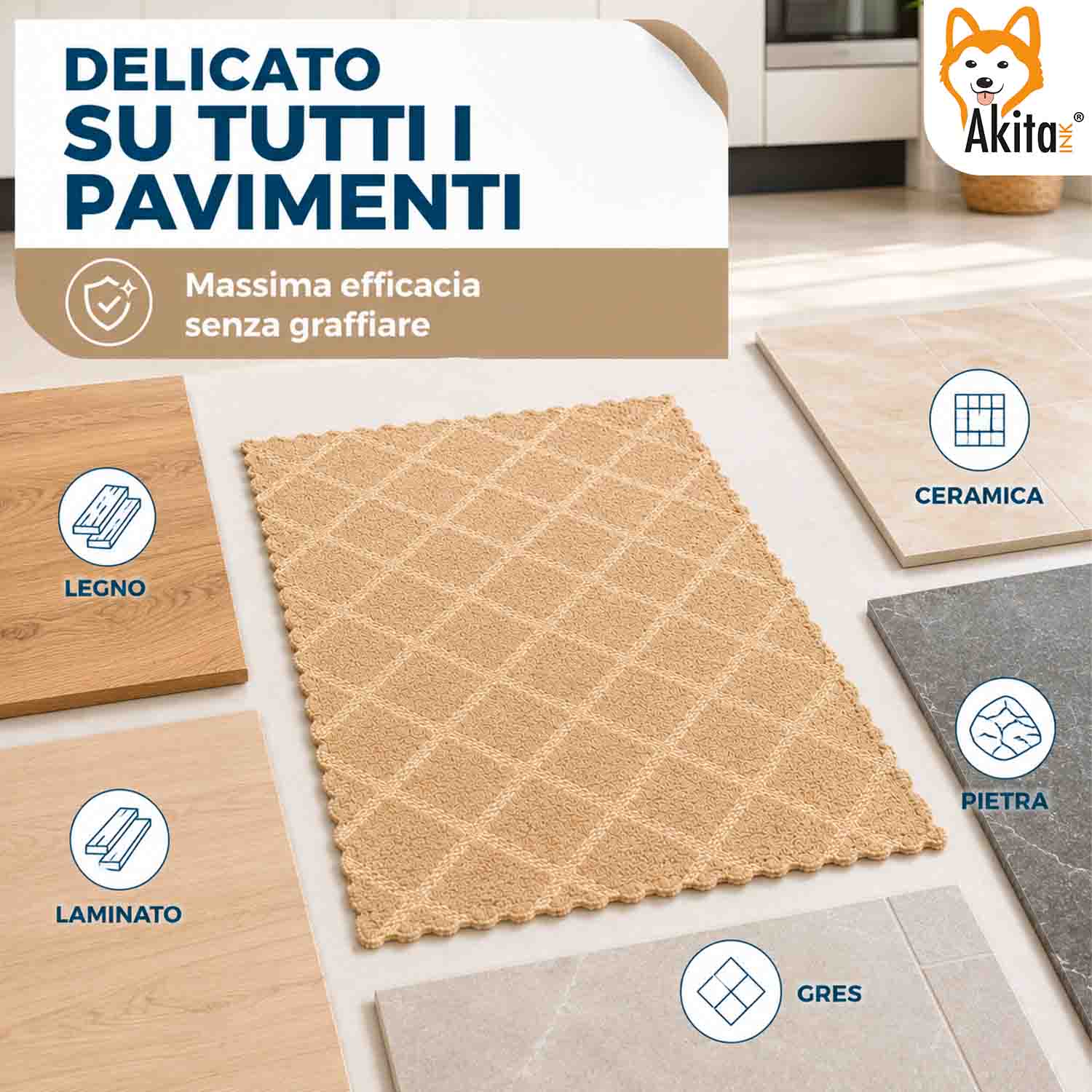 Akitaink 3 Panni Pavimenti Microfibra Damasco 48x68 cm foto 4