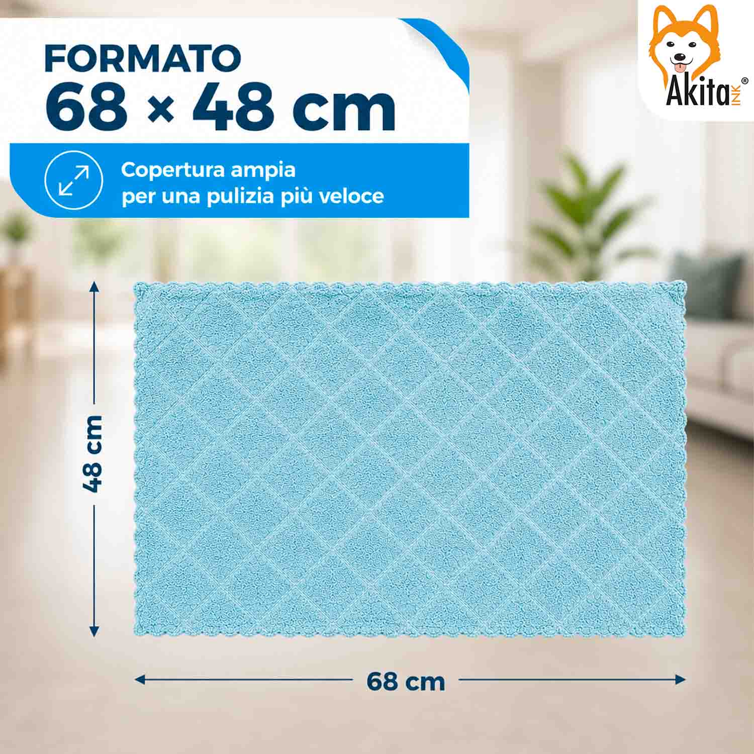 Akitaink 3 Panni Pavimenti Microfibra Damasco 48x68 cm foto 5