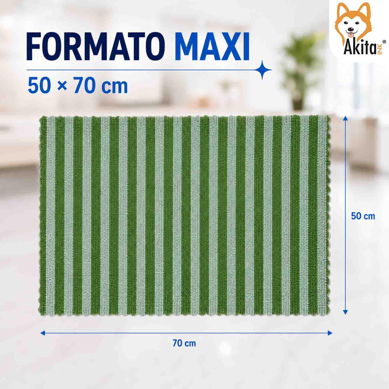 Akitaink 3 Panni Pavimenti Microfibra Dual Strip 50x70 cm foto 4