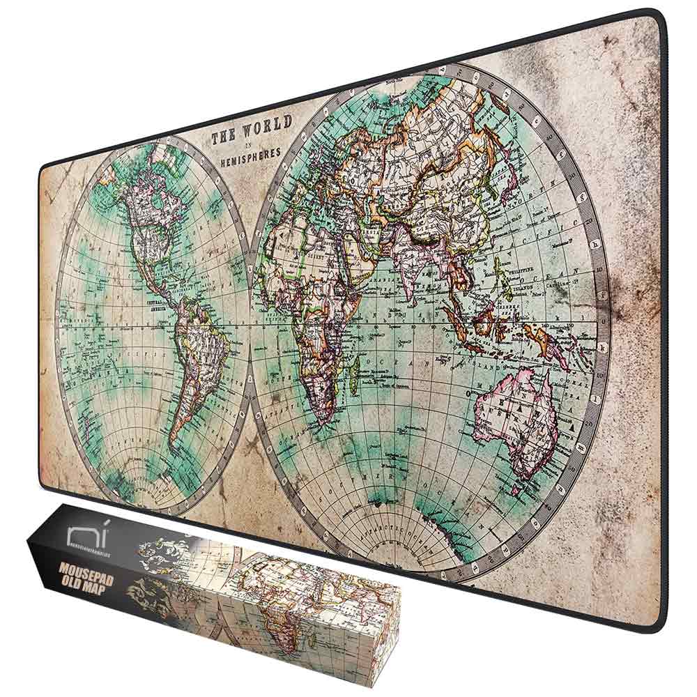 Tappetino mouse xxl mappamondo old style 900x400 grande da scrivania antiscivolo