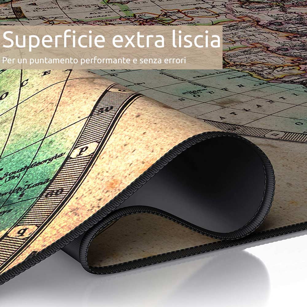Tappetino mouse xxl mappamondo old style 900x400 grande da scrivania antiscivolo foto 3
