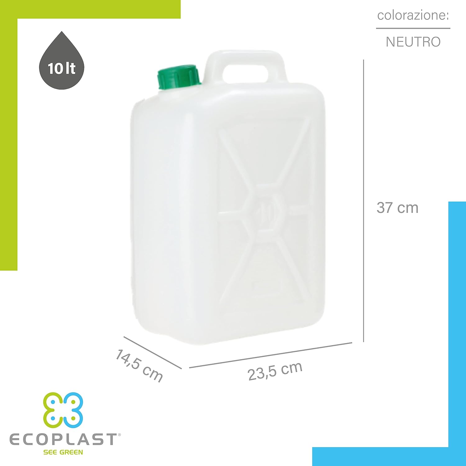 Ecoplast | Tanica 10 Litri, Fusto in Plastica, Colore Neutro foto 4