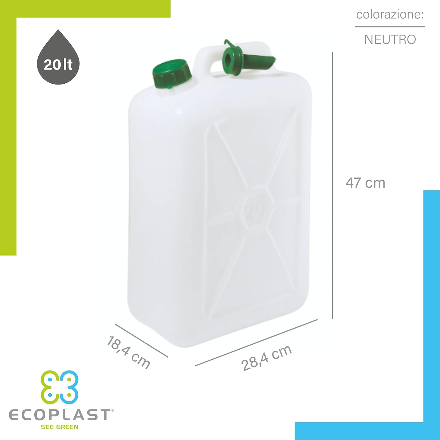 Ecoplast Tanica 20L Plastica Neutra Made in Italy foto 3