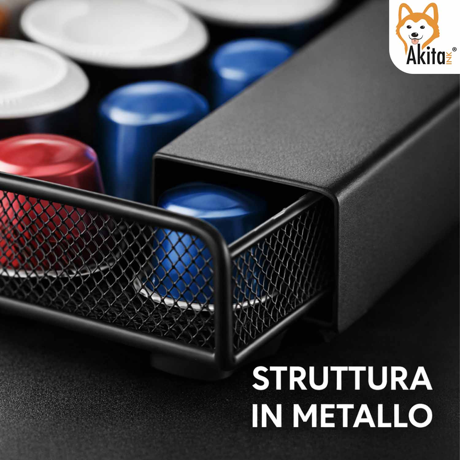 Portacapsule Caffe' con Cassetto 40 Capsule Nero foto 4