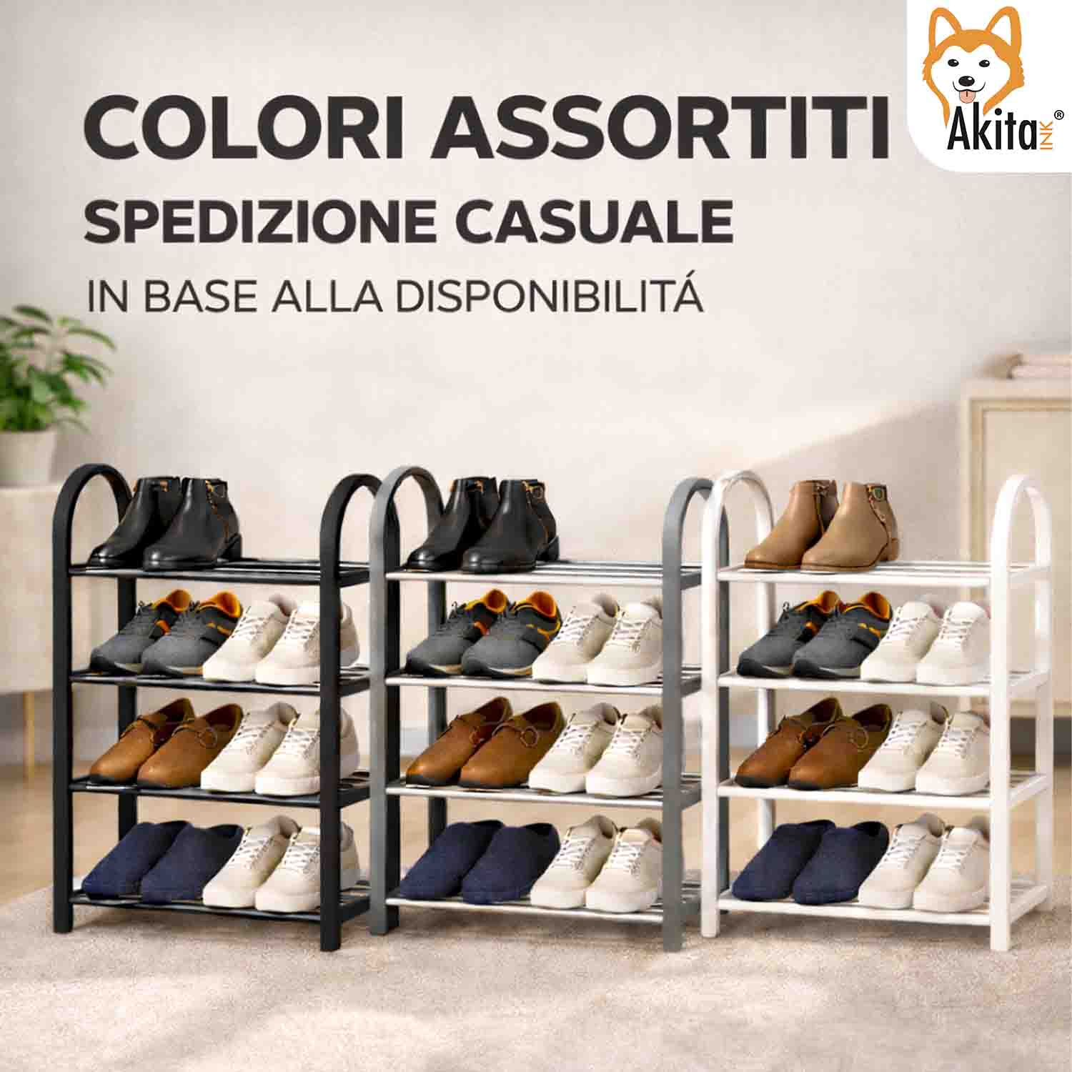 Scarpiera 4 Ripiani Salvaspazio 58x19x65 cm Colori Assortiti foto 4
